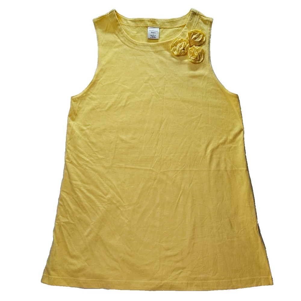 Westbound Beach Sleeveless Tank Dress Yellow Cotton Rosette Size Large